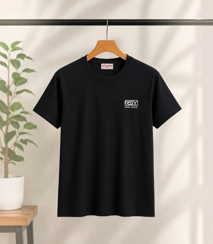 Round Neck Half Sleeve T-Shirt black Round Neck Half Sleeve T-Shirt - Image 1