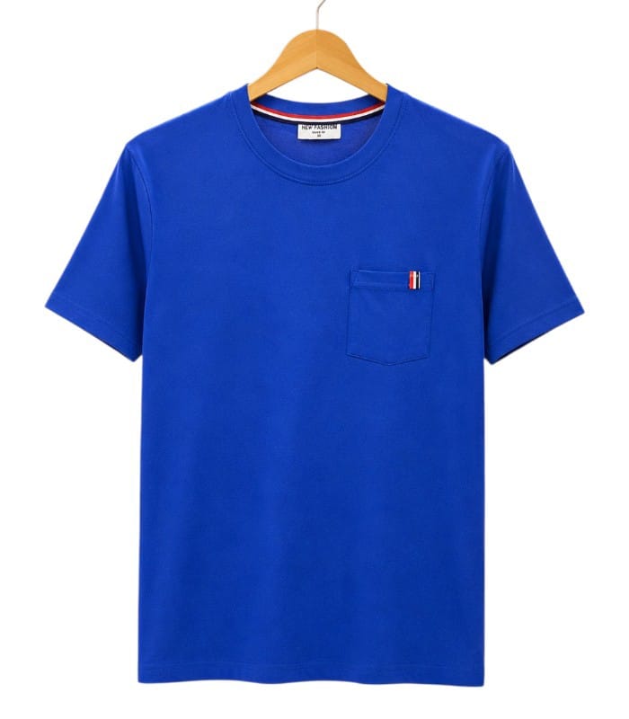 Round Neck T-Shirt-Blue POCKETED. SIMPLE. STYLISH. T- Shirt - Image 1